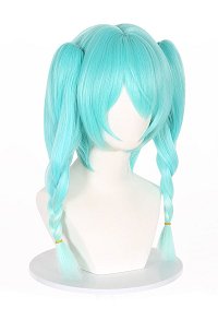Vocal Bunny Girl Cosplay Perücke Hellgrüne lange geflochtene Perücke mit doppeltem Pferdeschwanz