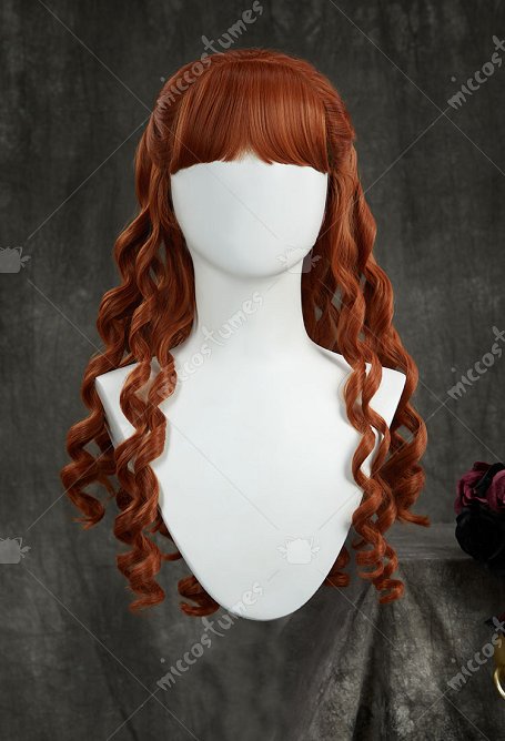 Wednesday Agnes DeMille Cosplay Peluca rizada larga naranja