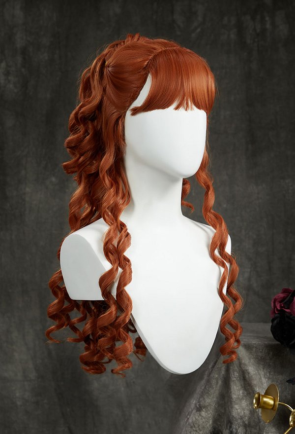 Wednesday Agnes DeMille Cosplay Peluca rizada larga naranja