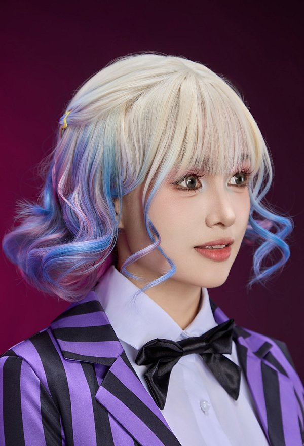 Wednesday Enid Sinclair Cosplay Perücke Bunte kurze lockige Perücke