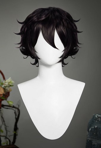Witch Hat Agott Cosplay Wig Dark Purple Short Curly Wig