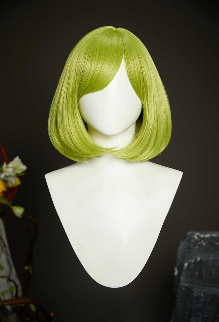 Witch Hat Coco Cosplay Wig Green Short Bob Wig