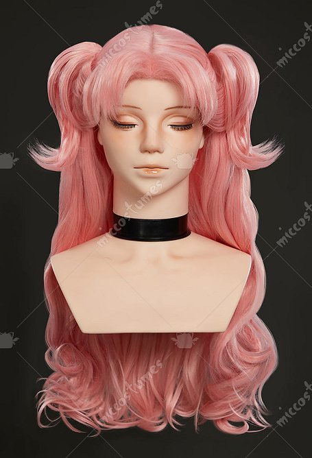 Witch Hat Tetia Cosplay Wig Pink Long Curly Wig