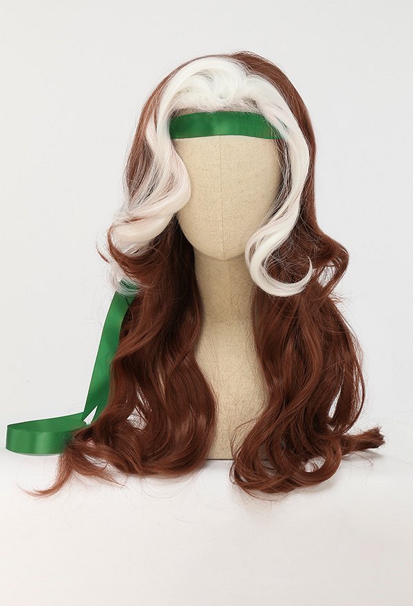 Rogue Anna Marie Curly Larga Peluca de Cosplay