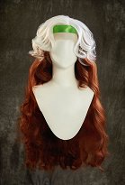 Peluca de cosplay de Rogue de X-Men, blanca y marrón, de dos tonos, con rizos, de 27,5 pulgadas de largo y con encaje