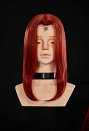 Peluca Cosplay de Superhero Mystique Peluca de Raya al Medio Rojo Oscuro