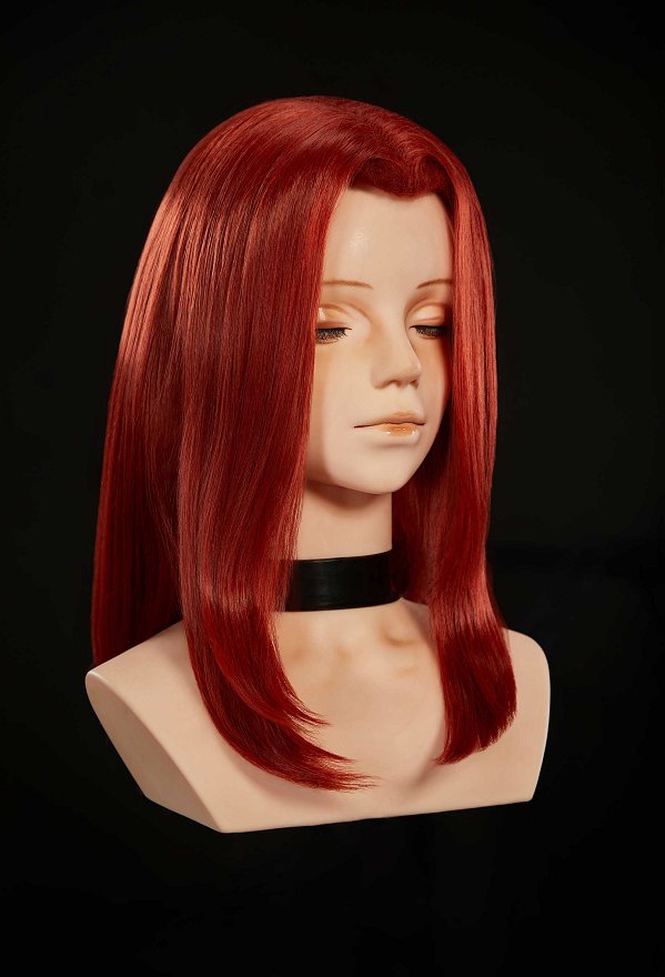 Peluca Cosplay de Superhero Mystique Peluca de Raya al Medio Rojo Oscuro