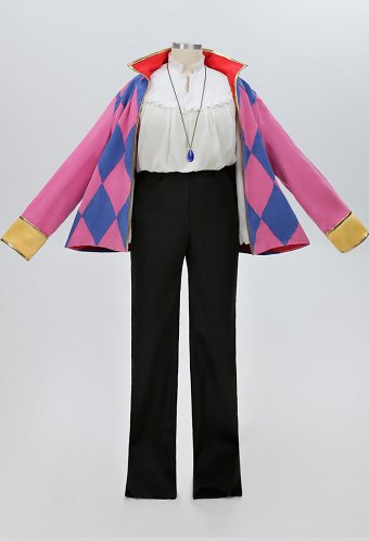 Plus Size Howl Magical Flying Castle Howl Cosplay Costume Jacket and Shirt with Pants and Necklace