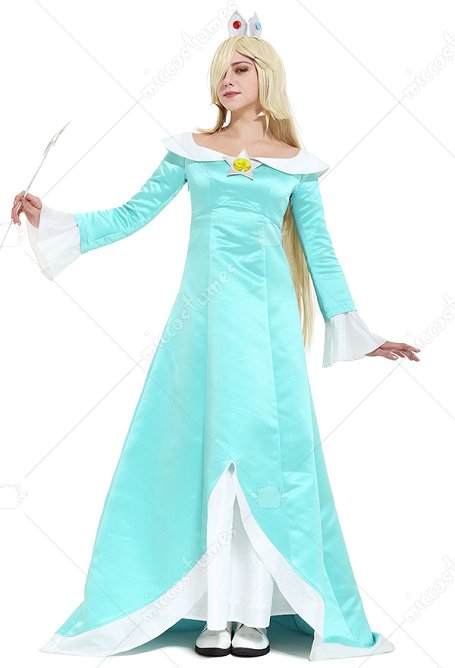 Women's Galaxy Rosalina Cosplay Costume Including Crown and Earrings